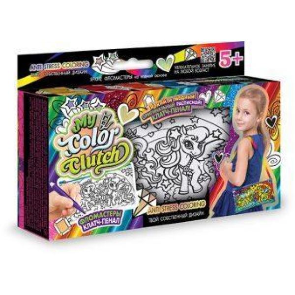 Набор креативного тв-ва My Color Clutch клатч-пенал Пони -раскраска фломастерами Радуга Игрушки Калуга