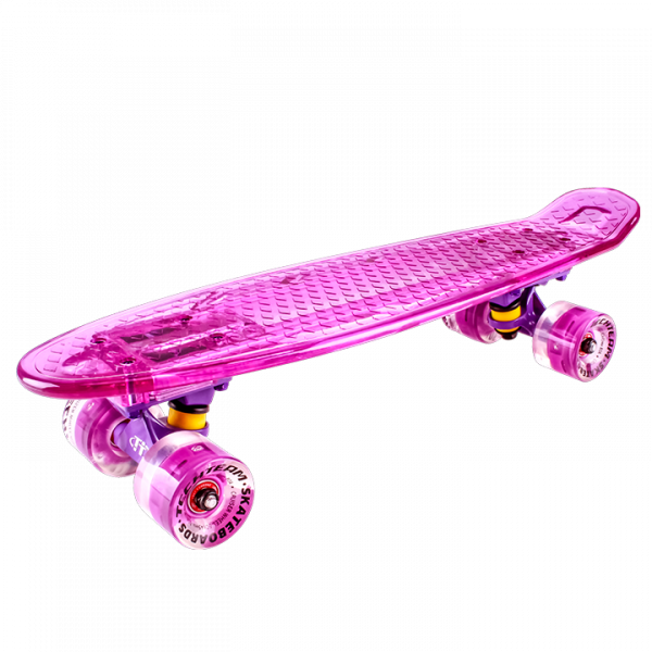 Скейтборд пластиковый Transparent 22  light pink TLS-403 Радуга Игрушки Калуга