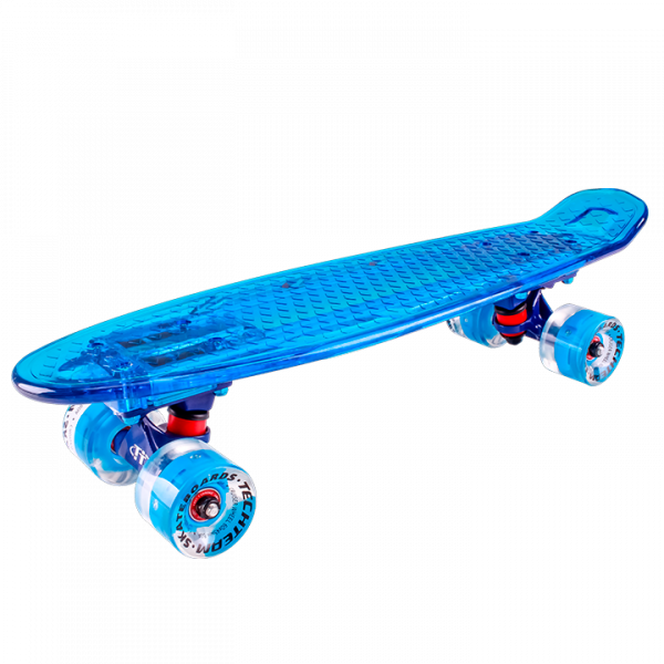 Скейтборд пластиковый Transparent 22  light blue TLS-403 Радуга Игрушки Калуга