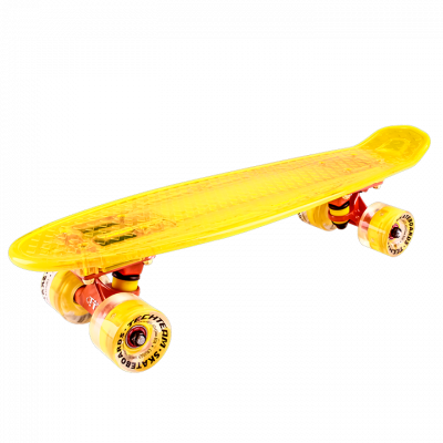 Скейтборд пластиковый Transparent 22  light yellow TLS-403 Радуга Игрушки Калуга