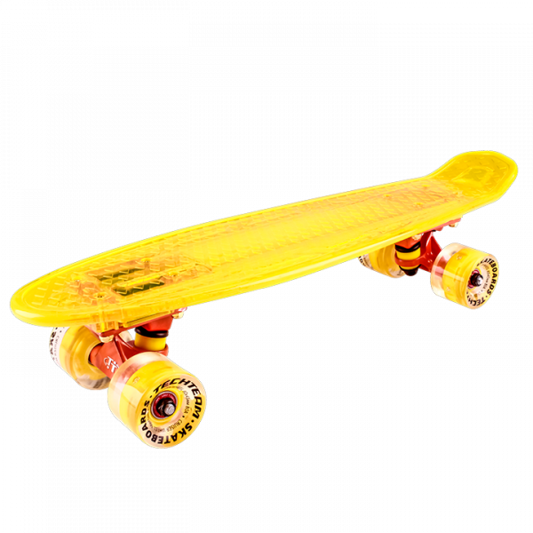 Скейтборд пластиковый Transparent 22  light yellow TLS-403 Радуга Игрушки Калуга