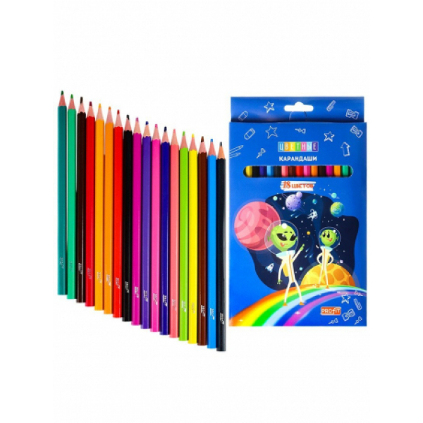 Набор цветных карандашей 18 цветов Весёлые Инопланетяне Радуга Игрушки Калуга