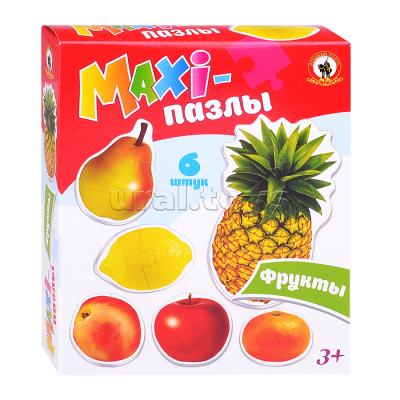 MAXI-пазлы "Фрукты", в/к 18*15*4 см. Радуга Игрушки Калуга