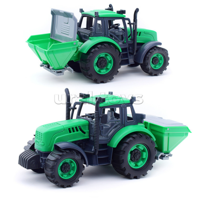 Трактор "Прогресс" сельскохозяйственный инерционный (зелёный) (в лотке) Радуга Игрушки Калуга