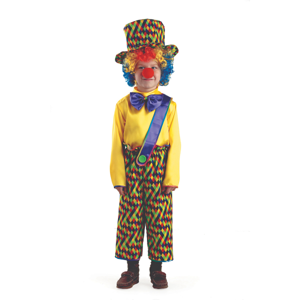 Карнавальный костюм "Клоун Петя" (рубаха, бриджи, шляпа + парик, нос) р.32 Радуга Игрушки Калуга