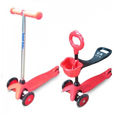 Самокат 3-х колёсный Sweet Baby Triplex Seat Red Радуга Игрушки Калуга