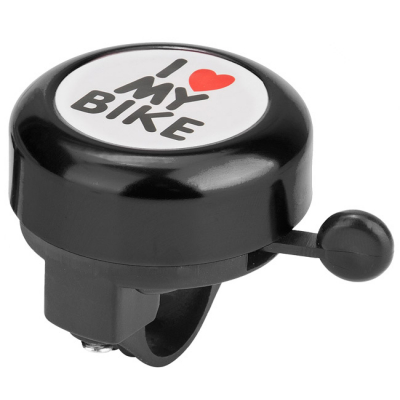 Звонок 45АЕ-05 " I love my bike" верх алюминиевый,основа пластик,чёрный Радуга Игрушки Калуга