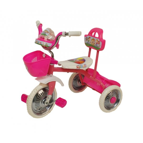 Велосипед трёхколёсный без ручки свет/звук розовый Радуга Игрушки Калуга