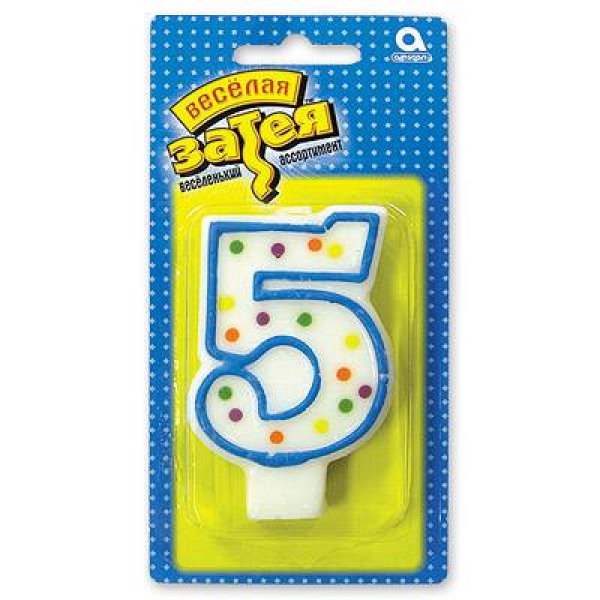Свеча-цифра "5" 7,6 см Радуга Игрушки Калуга