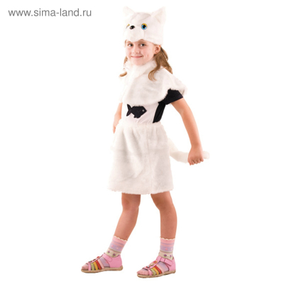 Карнавальный костюм "Кошка" белая (маска,перелина,юбка) (мех) р,110-56 Радуга Игрушки Калуга