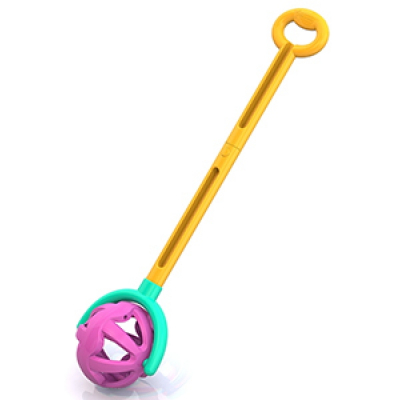 Каталка с ручкой Шарик (жёлто-фиолетовый) Радуга Игрушки Калуга