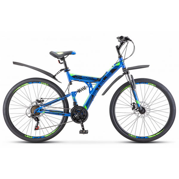 Велосипед 27.5" STELS  Focus MD 21-sp 19" Синий/неоновый_зелёный арт.V010 Радуга Игрушки Калуга