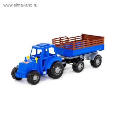 Трактор Мастер,синий с прицепом №2 Радуга Игрушки Калуга