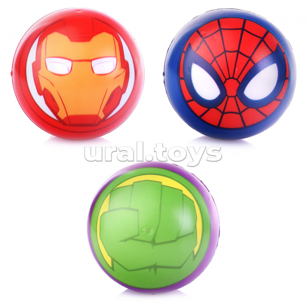 Marvel Мстители Человек паук/Железный человек/Халк мячики PU с принтом 7.5см,3шт.