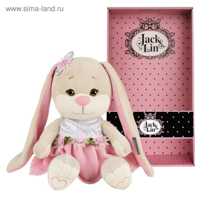 Мягкая Игрушка Jack&Lin, Зайка в Розовом Платьице с Цветами, 20 см Радуга Игрушки Калуга